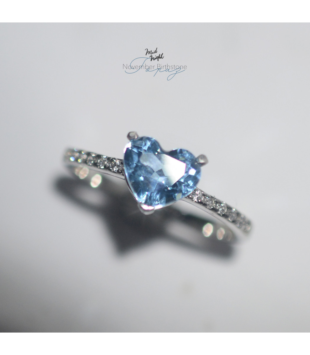 Chapter Thirteen-Swiss Blue Topaz Happy Heart Ring